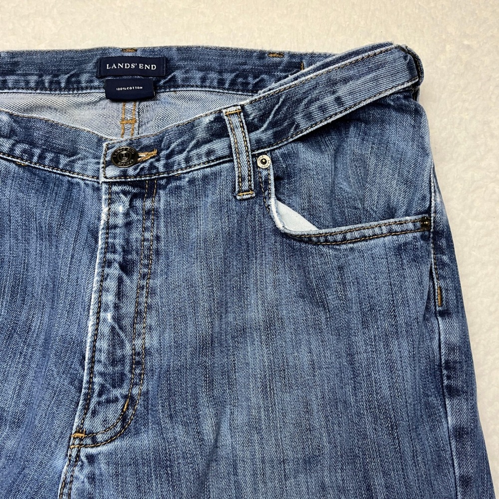 Lands' End Jeans Mens 34 Blue Traditional Fit Tapered Leg 100% Cotton 313731